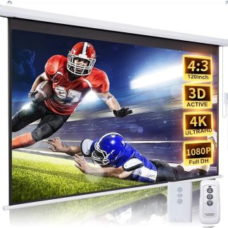 HTPNEO 120 Inch Electronic Projector Screen with Remote