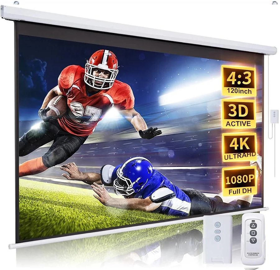 HTPNEO 120 Inch Electronic Projector Screen with Remote