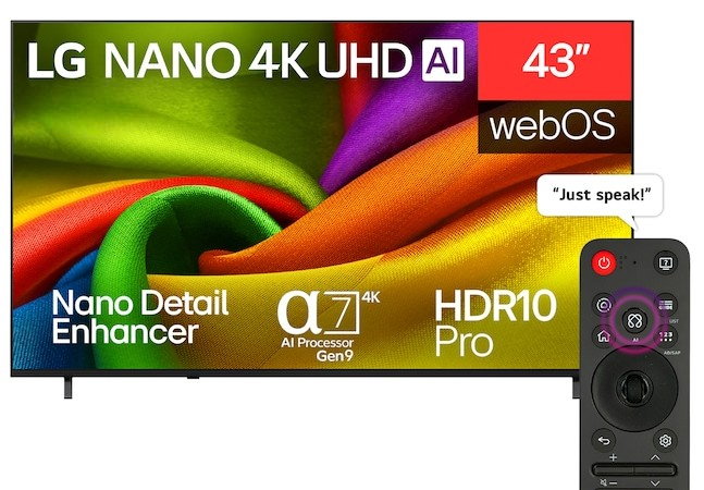 LG 43 Inch NU850B6LA NANO 4K UHD Smart TV